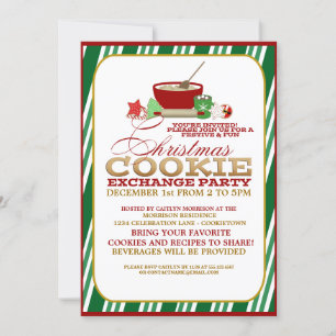 Convite de festas de troca de cookies de Natal div