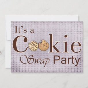 convite de festas de troca de Holiday Cookie roxo