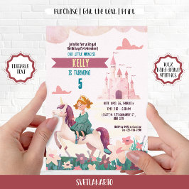 Convite de festas de Unicórnio da Princesa Ginger