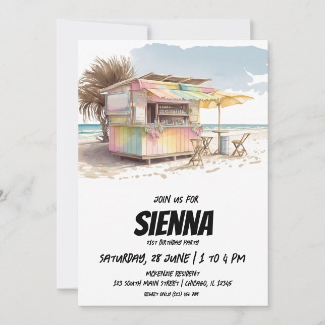 Convite de festas de Verão de Praia (Frente)