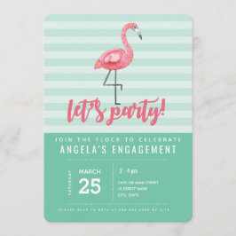 Convite de festas de Verão Flamingo Rosa