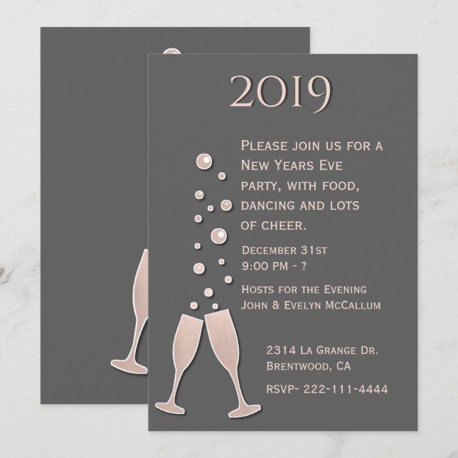 Convite de festas de Véspera de ano novo das Bolha (Frente/Verso)