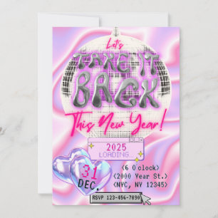 Convite de festas de véspera de Ano Novo Y2K