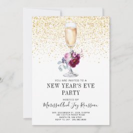 Convite de festas de Vidro de Champanhe de Véspera