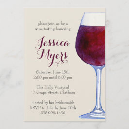 Convite de festas de vinho tinto aquarela