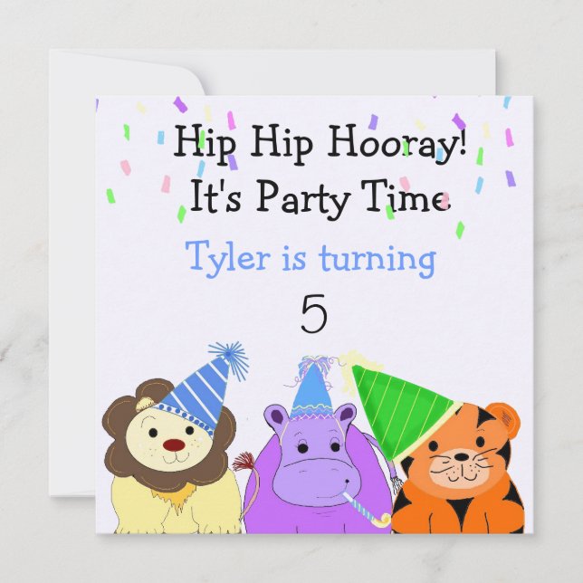 Convite de festas de Zoo (Frente)