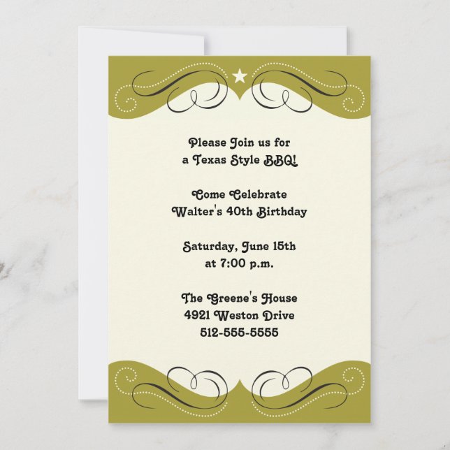 Convite de festas Design ocidental (Frente)