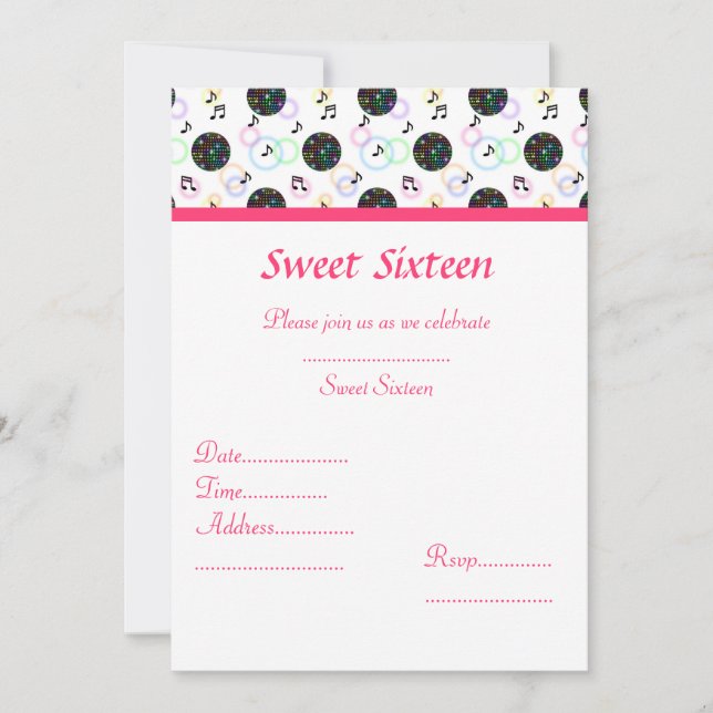 CONVITE DE FESTAS DISCO BALL SWEET 16 (Frente)
