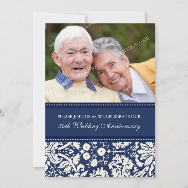 Convite de festas do 50º aniversário da Foto Azul (Frente)