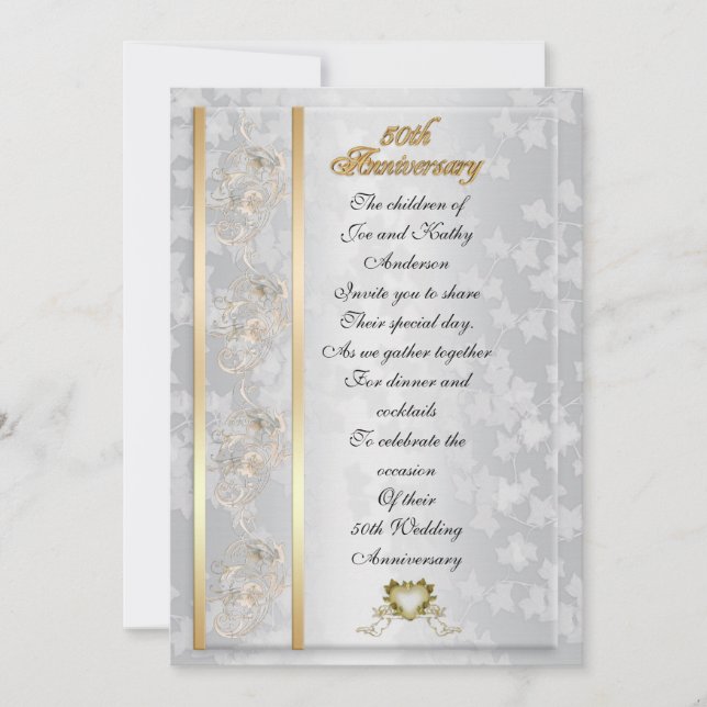 convite de festas do 50º aniversário para os pais (Frente)