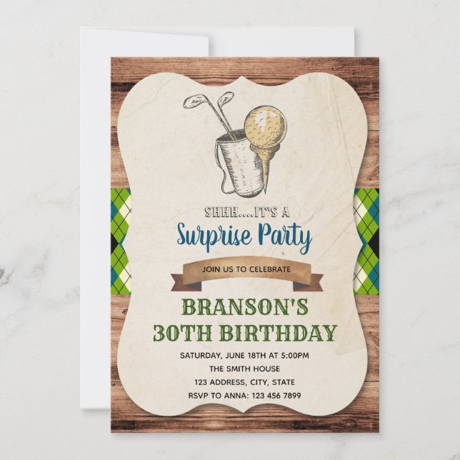 Convite de festas do adulto do golfe (Frente)