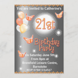 Convite de festas do aniversário de 21 anos das