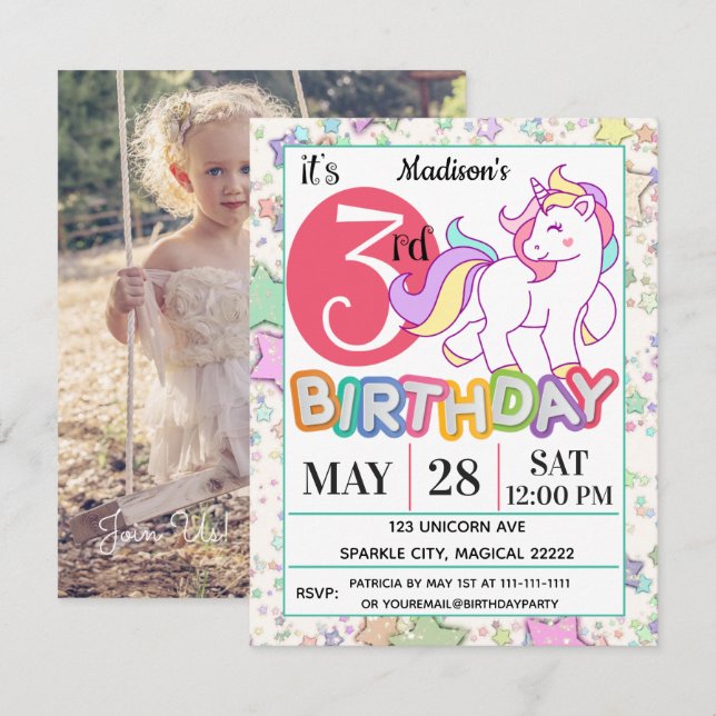 Convite de festas do aniversário de 3 anos do (Frente/Verso)