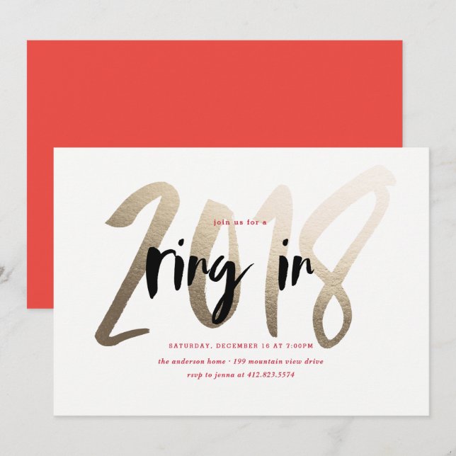 Convite de festas do ano novo do anel em 2018 (Frente/Verso)