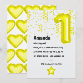 Convite de festas do balão amarelo