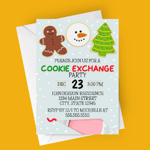 Convite de festas do Cookie Exchange