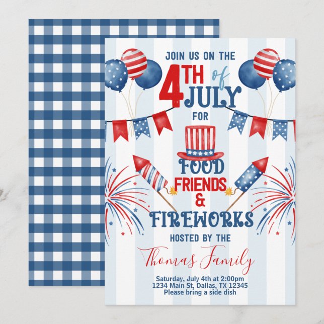 convite de festas do Dia da Independência em 4 de  (Frente/Verso)