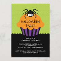 Convite de festas do Dia das Bruxas do cupcake da