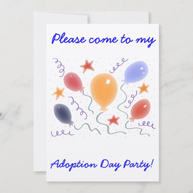 Convite de festas do dia de adoção dos balões (Frente)