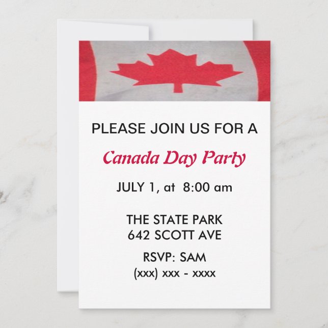 Convite de festas do dia de Canadá (Frente)