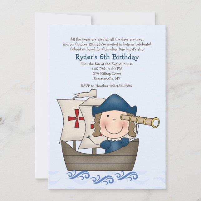 Convite de festas do Dia de Colombo (Frente)