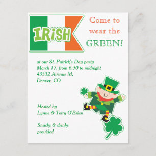 Convite de festas do Dia de São Patrício Leprech