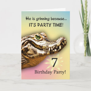 Convite de festas do gator sorridente