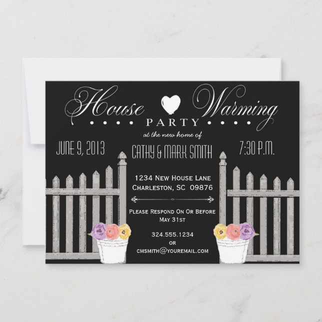 Convite de festas do HouseWarming da cerca de (Frente)