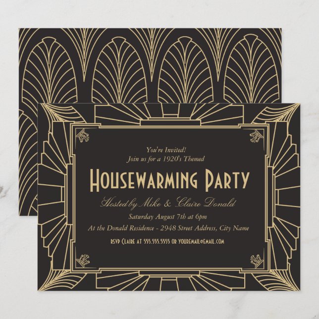 Convite de festas do Housewarming do estilo do art (Frente/Verso)