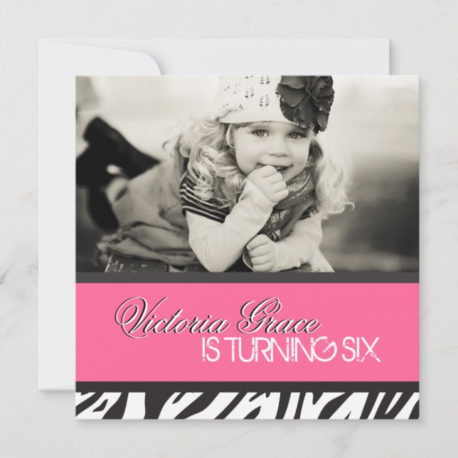 Convite de festas do impressão da zebra (Frente)