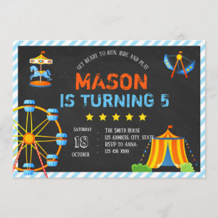 convite de festas do parque de diversões