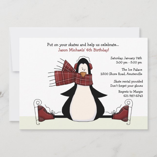 Convite de festas do patinagem no gelo (Frente)