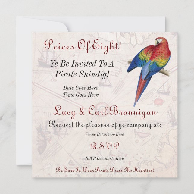 Convite de festas do pirata (Frente)