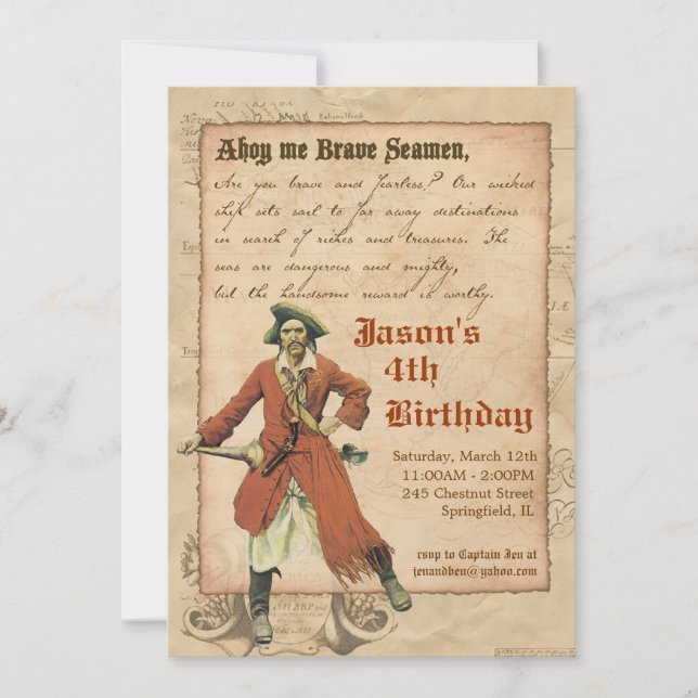 Convite de festas do pirata (Frente)