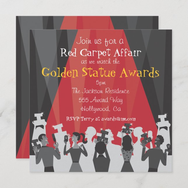 Convite de festas do Prêmio de cinema de Hollywood (Frente/Verso)