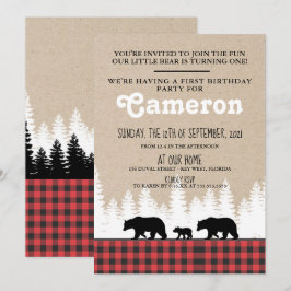 Convite de festas do primeiro aniversario dos Urso
