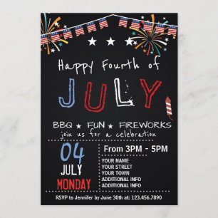 CONVITE DE FESTAS DO QUARTO DE JULHO BARBECUE