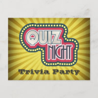 Convite de festas do Quiz Night Trivia