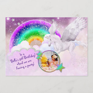 Convite de festas do Rainbow Unicorn