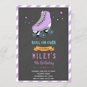 convite de festas do skate roxo
