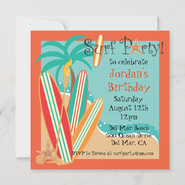 Convite de festas do surf (Frente)