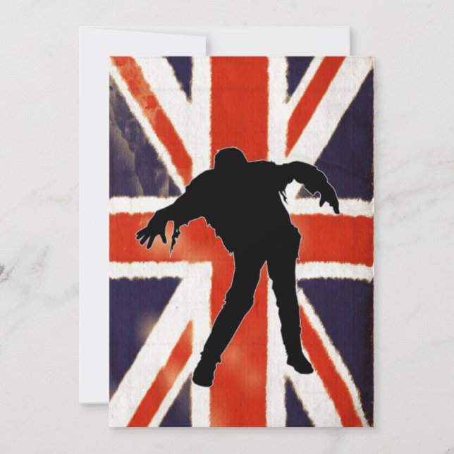 Convite de festas do tema do zombi de Union Jack (Frente)