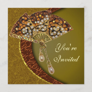 Convite de festas do ventilador com jeweled Elegan