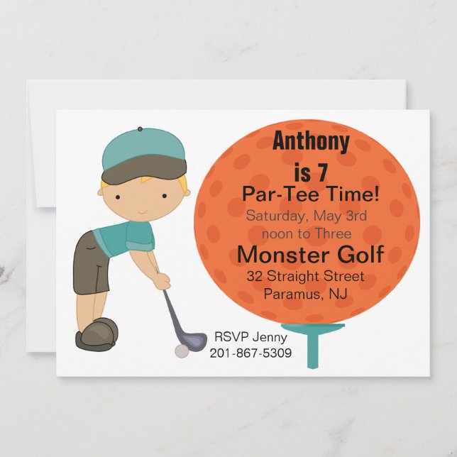 Convite de festas dos Big Golf Ball Boys (Frente)