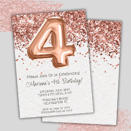 Convite de festas Dourado 4º Aniversário