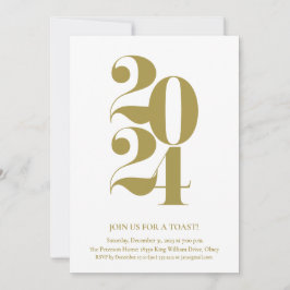convite de festas Dourado de Ano Novo de 2024