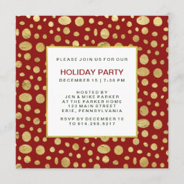 Convite de festas Dourado de Natal em Vermelho