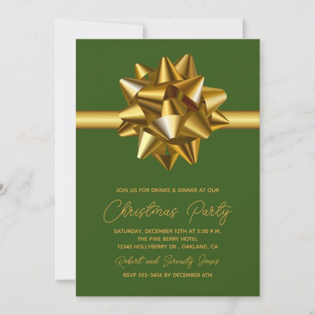 Convite de festas Dourado Natal (Frente)