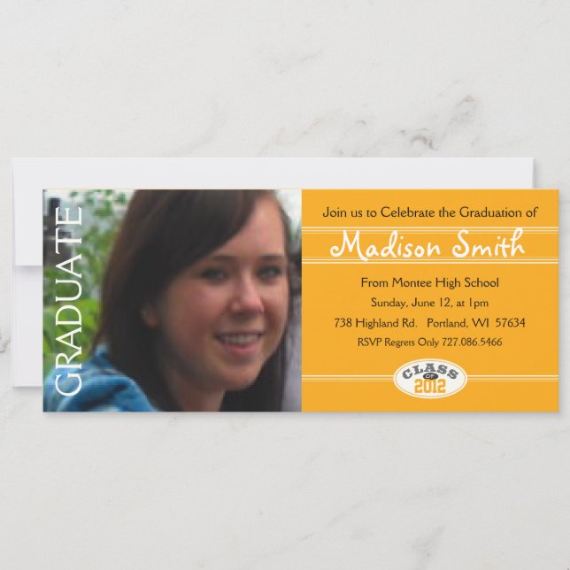 convite de festas Dourado para Graduação 2012 (Frente)