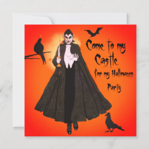 Convite de festas Drácula de Halloween Único